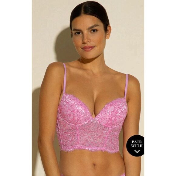 Cosabella Other - Cosabella New Magnolia Longline Underwire Lace Pink Bustier Top Tank 32 C